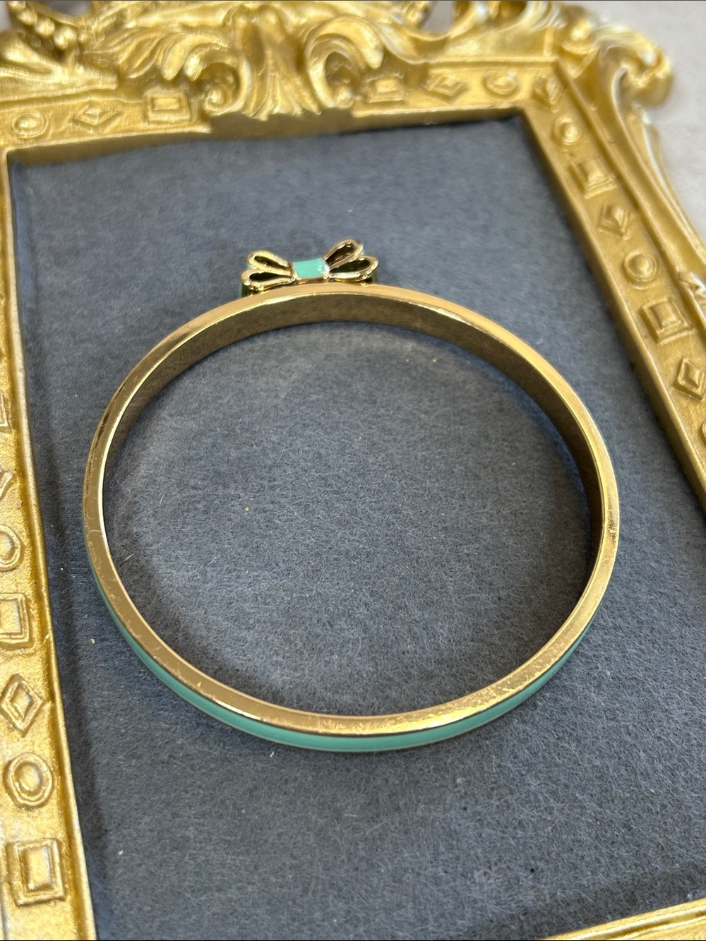kate spade Gold-Tone Mint Enamel Bow Bangle Bracelet - Picture 3 of 7